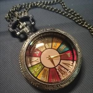 Reloj de Bolsillo BOSHIYA Vintage con Números Romanos, para Hombre, Caja de Aleación de 47 mm, Cristal Colorido, Tapa Transparente, Correa de Cuello, Cuarzo - Product Image 2