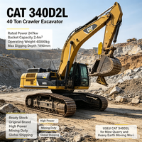 Excavatrice sur chenilles lourde d'occasion CAT 340D2L de 40 tonnes, pelle Caterpillar d'origine avec moteur haute puissance de 247 kW pour les travaux miniers et de terrassement
