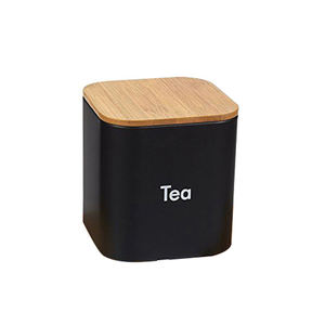 Contenitore cucina Set di 3 pezzi di <span class=keywords><strong>zucchero</strong></span> caffè <span class=keywords><strong>e</strong></span> tè contenitore vasetti con coperchi di bambù organizzatori da cucina nero - Product Image 5