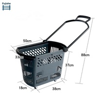 Panier à provisions roulant avec roues 30L, chariot en plastique robuste pour panier de rangement domestique de supermarché