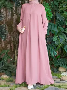 Muslimisch Nahost arabisch elastisch langärmlig Abaya Südostasien bescheiden Damen Maxi Abaya Kleid