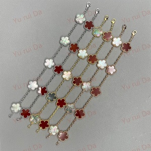 Vòng tay bạc Ý S925 cao cấp hình cỏ bốn lá may mắn, đá mắt hổ sang trọng, trang sức thời trang nữ - Product Image 2