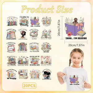 Trasferimenti Termoadesivi per Amanti dei Libri, Trasferimenti DTF per Magliette a Tema Lettura, Vinile Termoadesivo Pronto all'Uso, Decalcomanie Termoadesive Floreali per Amanti dei Libri - Product Image 2