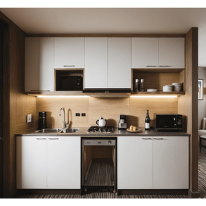 Cucina Compatta Tutto in Uno con Lavello, Cucine Monoblocco Bianche Pronte per il Montaggio, Mobile da Cucina per Appartamento - Product Image 2