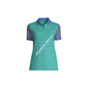 Polo cómodo a rayas cortas para mujer, diseño personalizado, ropa informal de seda transpirable duradera, logotipo con bolsillo impreso Bangladesh - Product Image 1