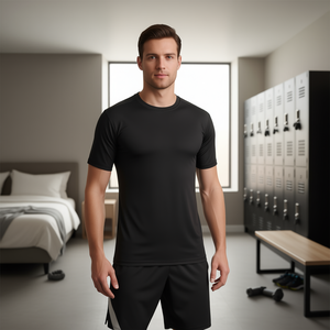 Sous-vêtement à col rond en rayonne et bambou pour homme, anti-humidité, manches courtes, noir, taille S, 1 pièce - Product Image 2