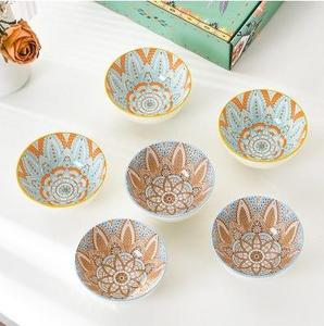 Hot Sale Ceramic 4-PC Set-Eco-Friendly Round Noodle Bowl for Rice Salad <b>Red</b> Blue Color with <b>Gift</b> <b>Box</b> - Product Image 5