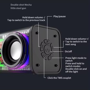 Directo de fábrica 10W 2 Altavoz Sonido estéreo V8 Altavoz inalámbrico Subwoofer pesado Altavoz RGB Luz Transparente Mecha Reproductor DE MÚSICA - Product Image 6