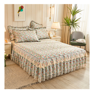 <span class=keywords><strong>Set</strong></span> di Biancheria da Letto in Stile Coreano con Copriletto Ricamato in Pizzo Floreale e Gonna Letto Confortevole - Product Image 1