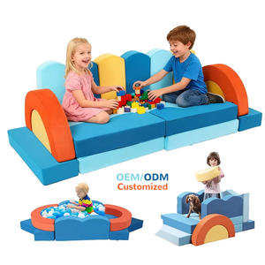 Sofa bermain anak-anak Modular 22 buah Wholese untuk ruang bermain, furnitur konversi tema laut Sofa Modular Fort untuk balita - Product Image 1