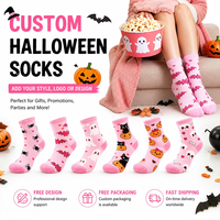 Chaussettes roses personnalisées pour Halloween, antidérapantes, respirantes en coton pour le yoga, le pilates, la danse et les sports