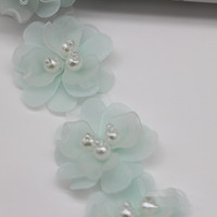 3 D Fleur Patch Perle Décorative Applique Dentelle Sangle Ruban Accessoires pour Vêtements Chaussures Chapeau
