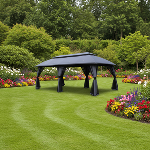 Gazebo <span class=keywords><strong>para</strong></span> <span class=keywords><strong>Patio</strong></span> Exterior <span class=keywords><strong>de</strong></span> 10x12 pies, Carpa <span class=keywords><strong>de</strong></span> Jardín <span class=keywords><strong>de</strong></span> 3x6 m con <span class=keywords><strong>Techo</strong></span> Arqueado, Gazebo con Mosquitera y Paredes Laterales <span class=keywords><strong>de</strong></span> <span class=keywords><strong>Lona</strong></span> - Product Image 4