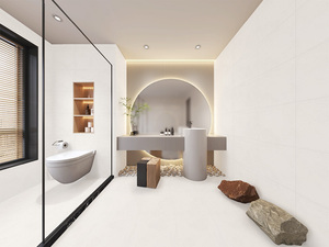 핫세일 미끄럼 방지 욕실 타일 400x800mm 포세린 새틴 마감 타일 바닥용 표준 밀키 화이트 대리석 포세린 타일 - Product Image 1