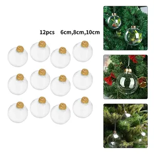 Transparent Clear 8cm 80mm White Glass Christmas Tree Balls Bauble Hanging Ornaments Accessories