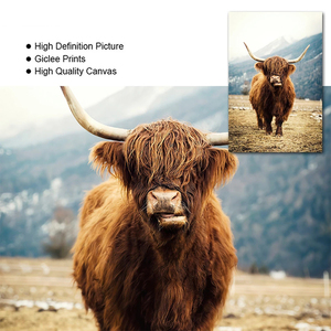 Peintures de paysages naturels nordiques, animaux, vache, lac, <span class=keywords><strong>montagne</strong></span> enneigée, <span class=keywords><strong>forêt</strong></span>, impressions sur toile, peintures à l'huile, décoration intérieure - Product Image 5