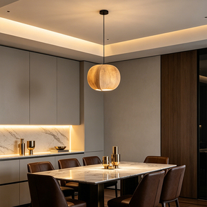 Lampada a Sospensione in Tessuto Stile Nordico Wabi-sabi, <span class=keywords><strong>Lampadario</strong></span> Zen Giapponese in Lino <span class=keywords><strong>Beige</strong></span> per Sala da Pranzo, Soggiorno e Camera da Letto - Product Image 3