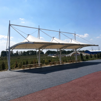 Toit de carport moderne en toile PVDF, revêtement PVC, résine PTFE/PVDF, résistant au feu, anticorrosion, installation facile, écologique, extérieur