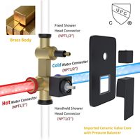 Empolo Cupc Luxe Laiton Noir 12 Pouces LED Système de Douche Murale Ensemble Discret Pluie Mitigeur de Bain pour Hôtel