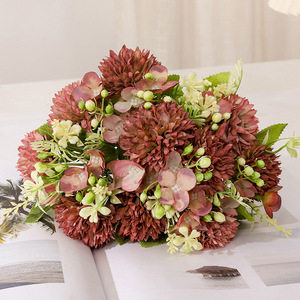 Rafia Joy Ball ramo <span class=keywords><strong>de</strong></span> flores <span class=keywords><strong>de</strong></span> imitación decoración <span class=keywords><strong>de</strong></span> mesa <span class=keywords><strong>de</strong></span> comedor crisantemo <span class=keywords><strong>flor</strong></span> Artificial para fotografía - Product Image 1