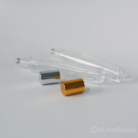 Venta al por Mayor de Botellas de Vidrio Transparente Redondas y Largas de 10 ml con Tapa Dorada/Plateada para Perfumes y Aceites Esenciales