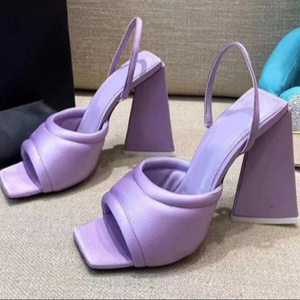 2022 Triangle High Heels Summer Sandals Women Sexy Satin Padded Party <b>Shoes</b> Women's High Heel Sandals - Product Image 5
