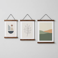 Colgador Magnético de Madera para Pósteres, Sistema de Montaje en Pared para Cuadros, de Nogal, Roble y Teca, para Decoración del Hogar y Oficina