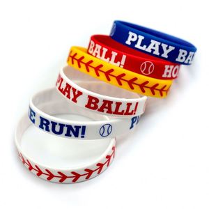 Bracelets en silicone imprimés étanches pour athlètes, inspirés du baseball, en caoutchouc, pour les passionnés de baseball - Product Image 1
