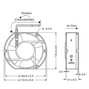 พัดลมระบายความร้อนแบบแกน 220V AC ขนาด 172x150x51 มม. พัดลมแบบคาปาซิเตอร์สำหรับอุปกรณ์อุตสาหกรรม ตู้ไฟฟ้า ระบายอากาศ - Product Image 4