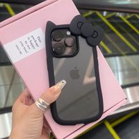 Acrylique Mignon Chat Oreille Téléphone étui pour iphone 16 15 14 13 12 11 Pro Max Transparent Antichoc Dur Acrylique Pare-chocs Couverture Arrière