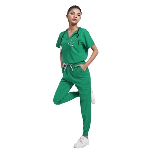Women's <b>Scrub</b> Uniform Set Short Sleeve Moisture Wicking Hospital Workwear For Medical Spa Beauty Salon - Product Image 2