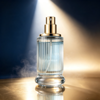 Flacon de parfum en verre côtelé de luxe avec bouchon en métal, logo personnalisé, 30 ml, 50 ml, 100 ml, flacon de parfum vaporisateur