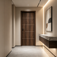 Puerta de Seguridad Moderna, Impermeable y de Alta Calidad, Fabricada en WPC, para Interiores de Viviendas, Dormitorios, Baños y Hoteles, con 1 Año de Garantía