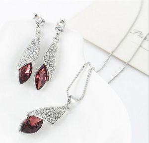 HA4156 conjunto de joyería de cristal de lágrima de moda al por mayor conjunto de collar y pendientes conjunto - Product Image 4