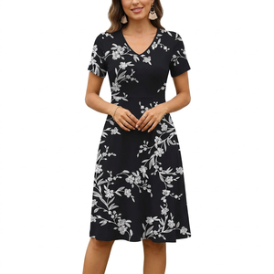 Women's Boho Knitted Fitted Wrap Tie <b>Dress</b> High Waist Deep V Neck Flutter Sleeve Asymmetrical Hem Knee-Length Casual <b>Dress</b> - Product Image 2