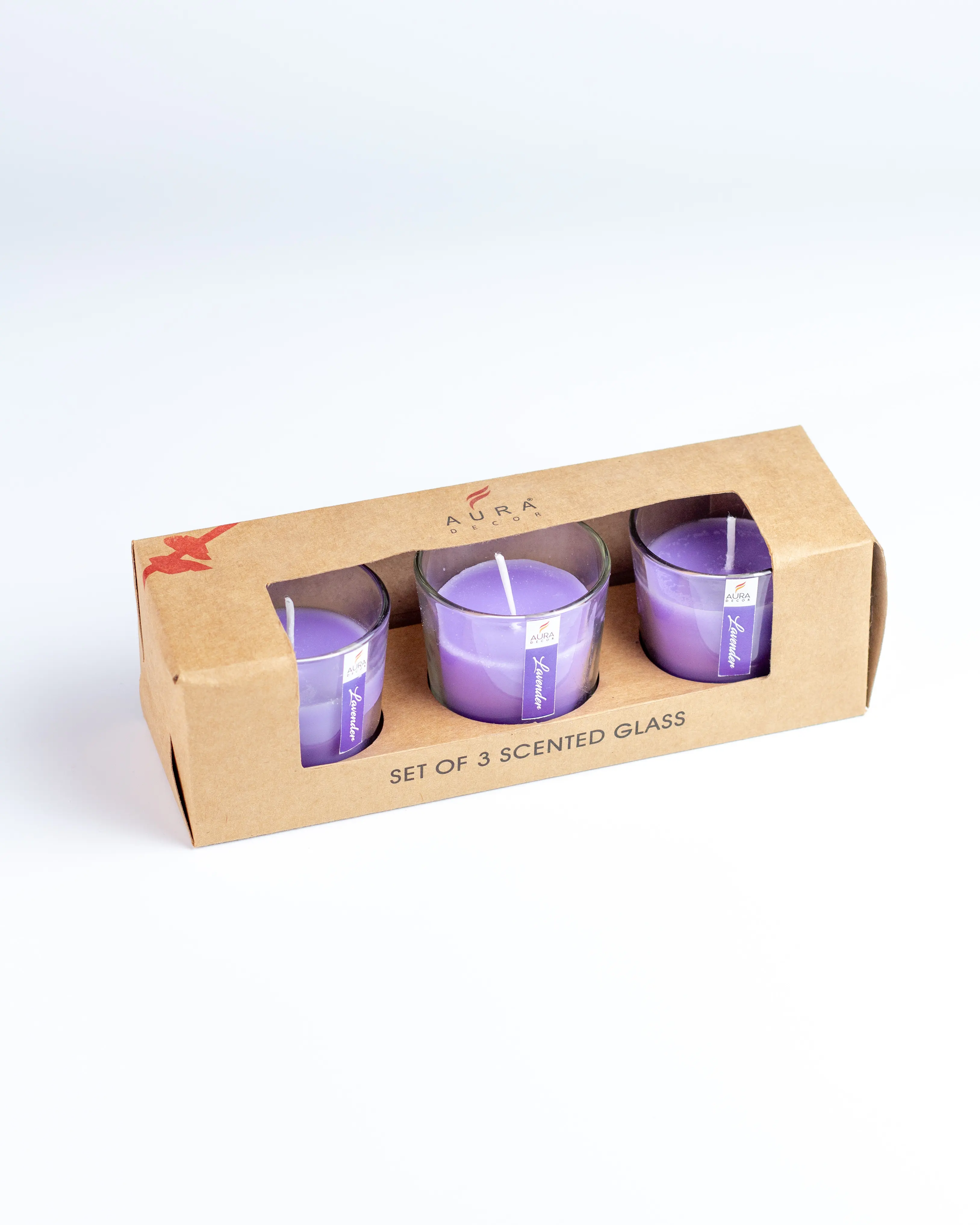 Set of 3 Glass Votive Candle Comes in Assorted Fragrance & Assorted Colours