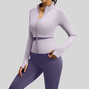 Logo personnalisé pour femmes, ensembles de sport, fitness, <span class=keywords><strong>yoga</strong></span>, séchage rapide, respirant, pantalons et vestes d'entraînement de gymnastique, ensemble de 2 pièces - Product Image 2