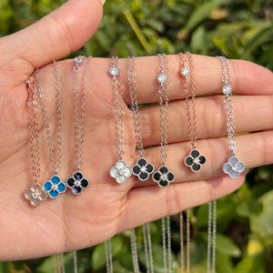 Grosir 925 Sterling liontin perak empat daun semanggi kalung stok baru produk untuk pernikahan Platinum emas mawar berlian utama - Product Image 3