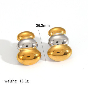 ต่างหูแบบติดหูทรงเรขาคณิต ชุบทอง 18k ทำจากสแตนเลสสตีล สำหรับผู้หญิง แฟชั่นทันสมัย ดีไซน์โดดเด่น ต่างหูไทเทเนียมสตีลคุณภาพสูง เหมาะเป็นของขวัญ - Product Image 5