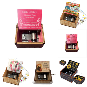 93 Designs Famille Cadeau Boxe Musique Manivelle Bois Gravé Au Laser Boîte À Musique Personnalisée à Maman Papa Sœur Amant - Product Image 1