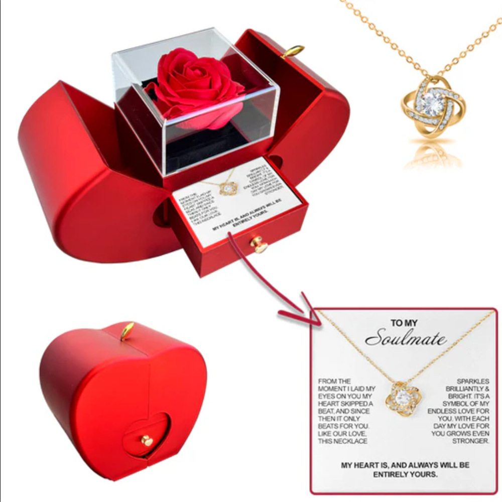 Gold Necklace + Card Gift Box