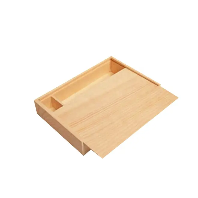 Contenedor pequeño de madera de pino natural en blanco para regalo DIY, foto de boda, tapa deslizante sin terminar, cajas artesanales con compartimento de madera