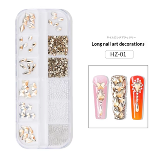 Venta al por mayor: Diamantes 3D brillantes para uñas con 12 rejillas, cristales AB de colores, pedrería para uñas, accesorios DIY para uñas, productos para uñas. - Product Image 5
