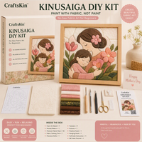 Kit de Peinture Murale DIY Kinusaiga avec Tissu, Kit d'Artisanat Sans Couture pour Amateurs de Bricolage, Coffret Cadeau pour la Décoration Murale, Tous les Matériaux Inclus