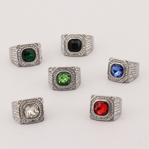 Anillo de Hombre de Acero Inoxidable Estilo Hip-Hop Octagonal 3D <span class=keywords><strong>con</strong></span> Incrustaciones de Cristal y Circonita Redonda, Electrochapado en Vidrio - Product Image 4