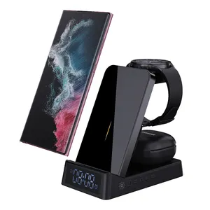 4 In 1 15W Wireless Charger Stand Holder Night Light Wireless Charging Station Alarm Clock For IPhone 13/13 Pro/12/12Pro Max