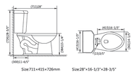 Kloset Duduk Keramik Modern Dual-Flush Model Persegi P-Trap Wash Down 2-Piece Floor Mounted Cyclone Flushing