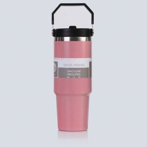 Gobelet de voyage isotherme à double paroi avec poignée antidérapante pour voiture, 20oz 30oz, avec couvercle et paille, pour la route et la maison - Product Image 6