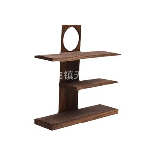 Estante de escritorio de madera de varias capas, estilo retro minimalista, para tazas y juegos de té, estante de almacenamiento chino retro de madera maciza. - Product Image 2