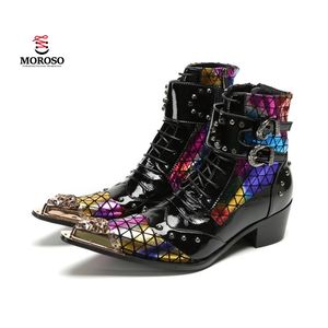 Bottes en cuir pour homme à bout carré et à tige haute, bottes habillées, bottes <span class=keywords><strong>Chelsea</strong></span> faites à la main, chaussures en cuir brillant pour homme - Product Image 1